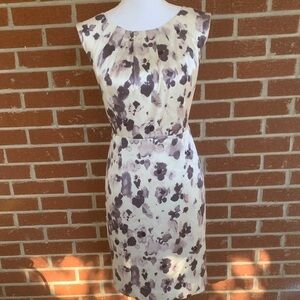 Ann Taylor Purple and Cream Floral silk dresss